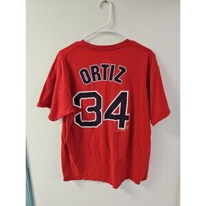 Boston Red Sox Mens David Ortiz Short Sleeve Jersey T-shirt Size L Red #34 MLB
